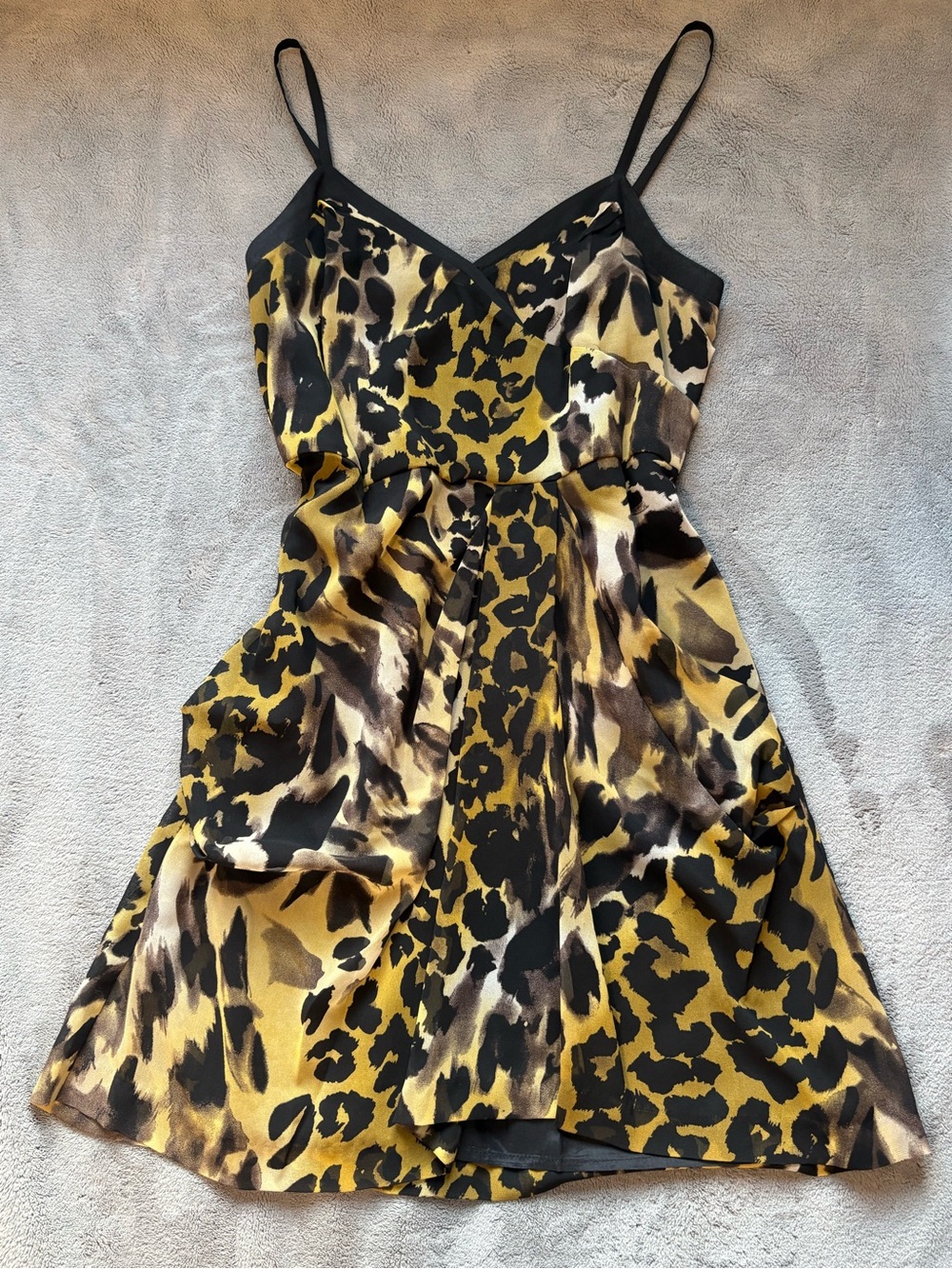 kensie Leopard Animal Print V-Neck Dress Sz 12 Y2K Indie Sleaze